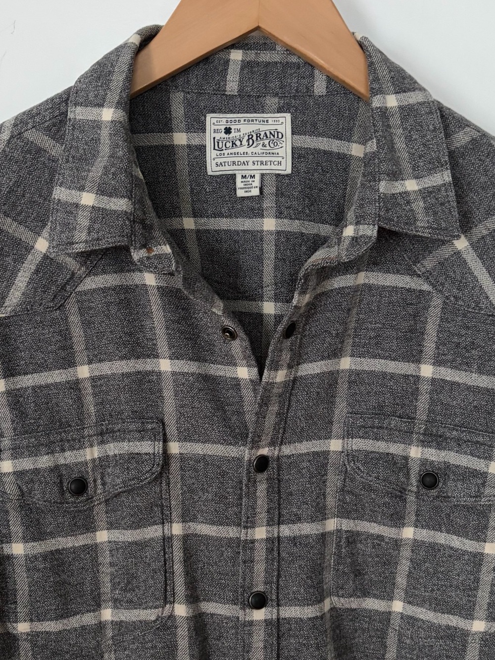 Lucky Brand Mens Size M Long Sleeve Snap Button Down Plaid Shirt